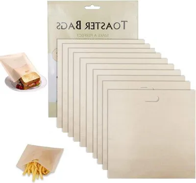 Produktbild von Nicht haftender Reisetasche für Tostis und Paninis - 10 Stück - Waschbare Snacktaschen - Set