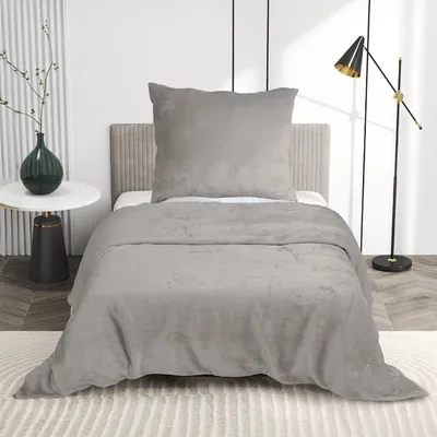 Produktbild von Luxus Flanell Bettwäsche Plüsch Warm Kuschelig Teddy Reißverschluss 135x200 155x220 200x200 200x220, Größe:155 x 220 cm, Farbe:Grau
