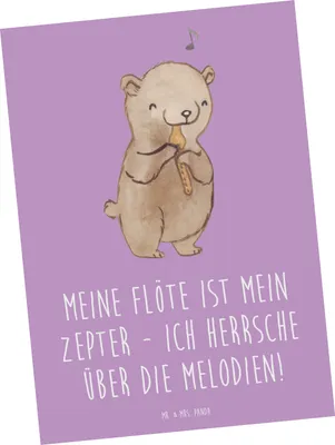 Produktbild von Mr. & Mrs. Panda Postkarte Flötenzauber - Lavendeltraum - Geschenk, Ansichtskarten, Postkarten, bildkarte, Musiker, Melodie, Musik, Grußkarte, Lernen, Folk, Flötist