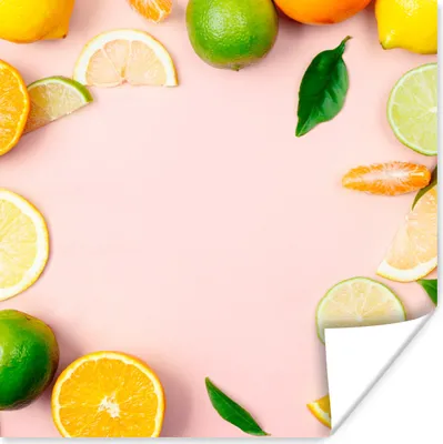 Produktbild von MuchoWow® Poster Obst - Zitrusfrüchte - Pastell 100x100 cm - Babyzimmer