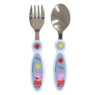 Produktbild von Peppa Pig Kinderbesteck Set 2-teilig Löffel & Gabel mit Motivgriffen