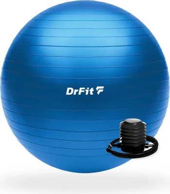 Zdjęcie produktu dla DrFit piłka do ćwiczeń fitness i rehabilitacji z pompką ø 65 niebieska