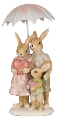Imagen del producto de Clayre & Eef, figura de conejo, 15 cm, color marrón y rosa, poliresina