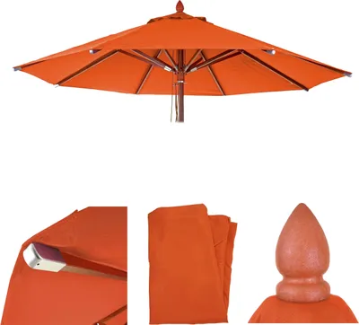 Produktbild von Ersatz-Bezug für Gastronomie Holz-Sonnenschirm HWC-C57, Sonnenschirmbezug, rund Ø3m Polyester 3kg  terracotta