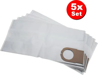 A stack of white vacuum cleaner bags with a brown cardboard attachment.