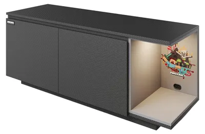 Produktbild von roba MINECRAFT - TV-Möbel, Lowboard, Konsolen-Regal, Gaming Möbel mit dunklem Design und Beleuchtung