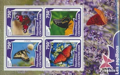 Produktbild von Briefmarken Zentralafrikanische Republik 2016 Mi 5960-5963 Kleinbogen (kompl. Ausgabe) postfrisch Schmetterlinge