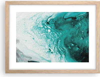 Produktbild von Gerahmtes Poster - Rahmen in heller Eiche - Abstraktion Türkis Flüssigkeit - 40x30 cm - Wand Bild - Wanddeko - Wandbilder - Kunstposter - Wandposter - Bilderrahmen - Bilder - P2NAA40x30-4572