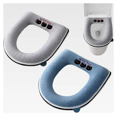 Produktbild von Toilettensitzbezug 2 Stück Weiche WC-Sitzauflagen mit Griff, Universal Dicker WC-Sitz Wasserdichtes Toilettensitzkissen
