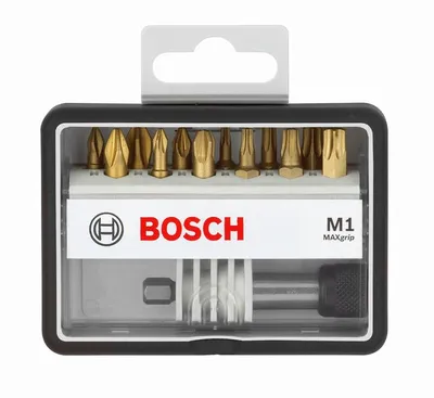 Produktbild von Bosch 2 607 002 577, 12 Stück(e), Phillips, Pozidriv, Torx, PH1, PH2, PH3 PZ1, PZ2, PZ3 PZ1, PZ2, PZ3 T10, T15, T20, T25, T30, T40 + QC UH T10, T15, T20, T25,..., ISO 1173 C6.3, 25 mm, 90 mm