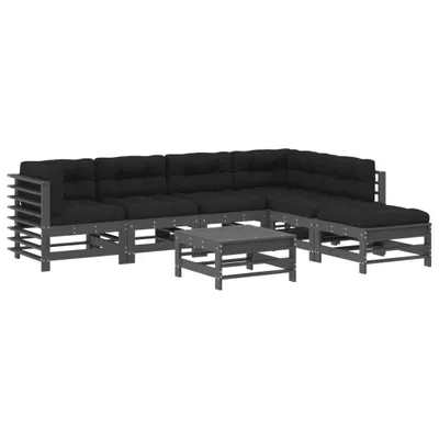 Produktbild von vidaXL 7-tlg. Garten-Lounge-Set mit Kissen Grau Massivholz