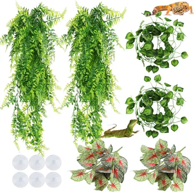 Imagen del producto de Planta artificial colgante para terrario, enredadera verde, 1 unidad, ideal para reptiles