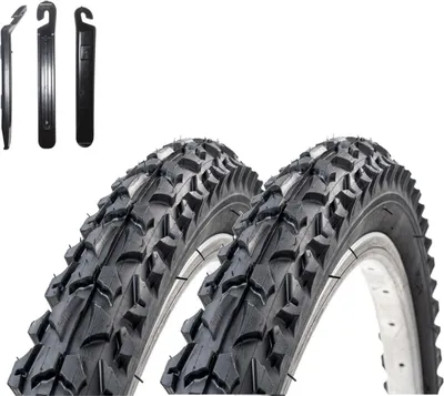 Produktbild von 2 x Roverstone 24" Fahrradreifen Fahrradmantel schwarz 57-507  (24x2,125) inkl. 3 x Reifenheber