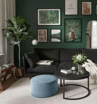 Produktbild von Runder Couchtisch CIRI mit Hocker Dunkelbeton