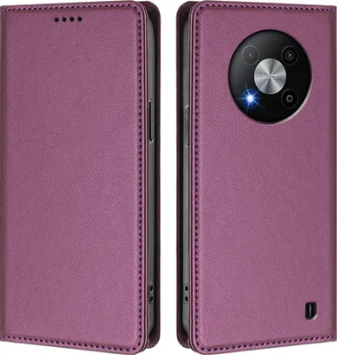 Produktbild von Handyhülle für ZTE Blade A73 5G, Kunstleder Klapphülle Stoßfeste Magnetische Hülle mit Ständer Lila