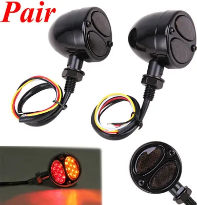 Image de Feu arrière à LED de freinage, de marche et de clignotant pour motocyclette Noir