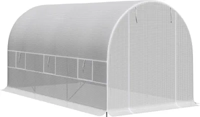Obrázek produktu pro Skleníkový tunel – zahradní skleník – 400 × 200 × 200 cm – 6 oken – vodotěsný – bílý