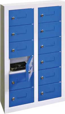 Produktbild von Kleinfachschrank - 12 Fächer - 820 x 460 x 200 mm (HxBxT) - Etikettenrahmen - feuerrot/tiefschwarz