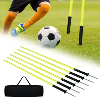 Productafbeelding van Slalomstokken voor voetbaltraining - Set van trainingsstokken met veermechanisme, inclusief draagtas