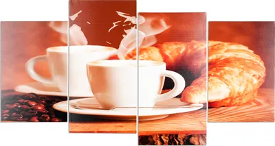 Produktbild von Wandbild 4 teilig Kaffee Bohnen Cafe cappuccino Espresso Bild Leinwand