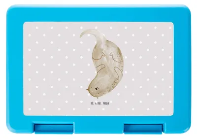 Produktbild von Mr. & Mrs. Panda Bento Box Otter Kopfüber - Grau Pastell - Geschenk, Brotzeitbox, Bentobox, Snackdose, Seeotter, Süß, See, Lunchbox, Meal Prep, Niedlich