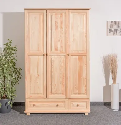 Produktbild von Kleiderschrank Massivholz natur 015 - Abmessung 190 x 133 x 60 cm (H x B x T)