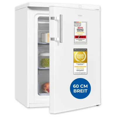 Produktbild von Exquisit Gefrierschrank 60cm Breite, 98 Liter, klein, 3 Schubladen, 4-Sterne-Gefrieren, Handgriff, GS18-H-170E weiss
