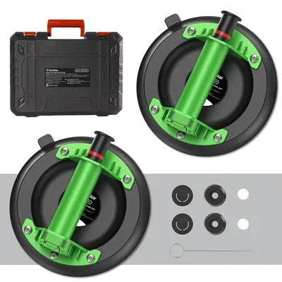 Image de Ventouses avec ventouses d'aspiration - Lot de 2 - 20,3 cm - Capacité de charge de 200 kg - Pour charges lourdes - Adaptées au verre et aux surfaces lisses