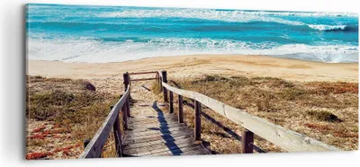 Produktbild von Bild auf Leinwand - Leinwandbild - Einteilig - Meer Strand Eintritt - 100x40cm - Wand Bild - Wanddeko - Wandbilder - Leinwanddruck - Bilder - Wanddekoration - Leinwand bilder - AB100x40-4359