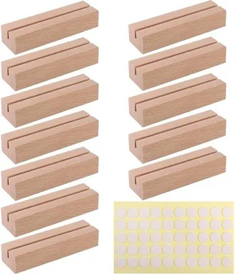 Produktbild von Famanu Kartenhalter 12 Stück - Holz, Tischkartenhalter, Fotohalter