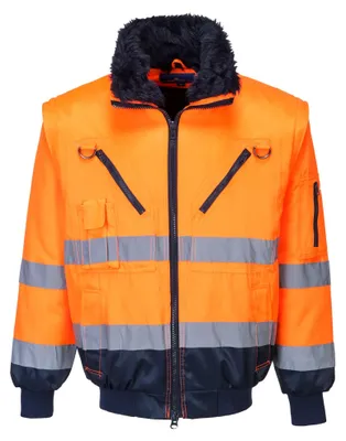 Produktbild von PORTWEST Warnschutzjacke Pilotjacke Gr. S orange / marine