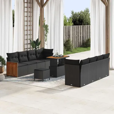 Immagine prodotto di vidaXL Set di divani da giardino con cuscini 11 pezzi Nero