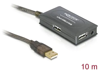 Produktbild von DeLOCK 82748, 480 Mbit/Sek, 10 m, USB 2.0, 63 x 35 x 17 mm, Windows 98/2000/XP/XP-64/Vista/Vista-64/7/7-64, Mac OS 10.5, OS 10.6, Linux 2.10