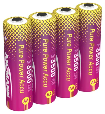 Immagine prodotto di Batteria ricaricabile Ansmann Pure Power Mignon AA, agli ioni di litio, 1,5 V, min. 3250 mAh, tipica 3500 mAh, confezione da 4