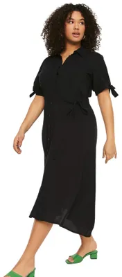 Productafbeelding van TRENDYOL Damesjurk, maxi, standaard pasvorm, regular, plus size, zwart, maat 44, grote maten
