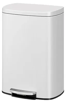 Productafbeelding van Vuilnisbak, persmechanisme, roestvrij staal, 50 liter, wit