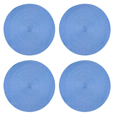 Produktbild von Tischset 4er Set Bleu rund 35 cm Ø Platzset abwaschbar Platzdeckchen geflochtene Optik