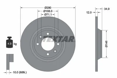Produktbild von 2 Textar Bremsscheiben hinten für Citroen C4 DS4 DS5 Peugeot 308