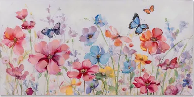 Produktbild von formano Wandbild Blumenwiese 2er Set 40x80cm Leinwand Gemälde Goldglitter Natur