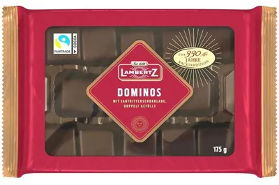 Produktbild von Lambertz Dominos mit Zartbitterschokolade doppelt gefüllt 175g