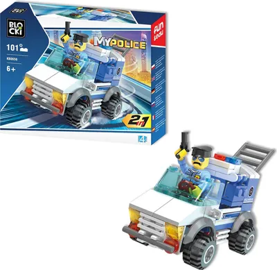 Produktbild von BLOCKI MyPolice Polizeiwagen Polizeiauto Bausatz Spielzeug 101 Teile