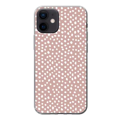 Produktbild von MuchoWow® Handyhülle Schutzhülle Hülle für iPhone 12 Polka dots - Weiß - Rosa Silikon Softcase Handy Hülle - Schutzhülle