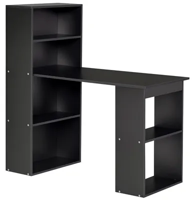 Immagine prodotto di Scrivania PC in Legno con 6 Ripiani Portaoggetti Laterali, 120x55x120 cm, Nero