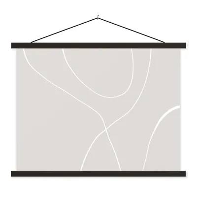 Produktbild von MuchoWow® Textilposter Linienkunst - Abstrakt - Pastell 150x113 cm mit holzfarbenen Rahmen - Poster
