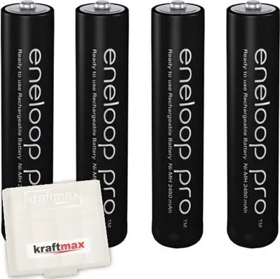 Produktbild von 4er Pack Panasonic Eneloop PRO XX AAA/Micro Akkus - Neueste Generation - 950 mAh Hochleistungs Akku Batterien in Kraftmax Akkubox V5