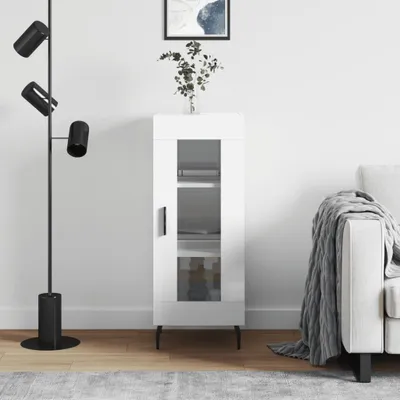 Obrázok produktu pre vidaXL Príborník vysoký lesk biely 34,5x34x90 cm Materiál dreva