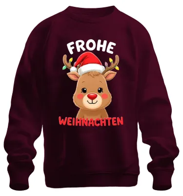 Produktbild von Frohe Weihnachten Weihnachtsgeschenk Rentier niedlich Sweatshirt Pullover, Burgundy, XXL