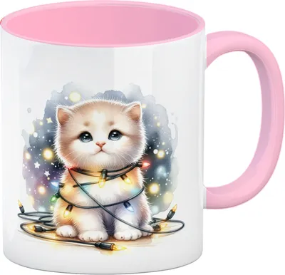 Produktbild von Kätzchen Kaffeebecher in rosa