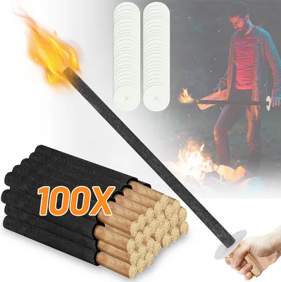 Obrázok produktu pre Jiubiaz 100x baterky, voskové baterky vrátane ochrany rúk, s extra dlhou rukoväťou, na nočné prechádzky a podujatia v záhrade alebo na Veľkú noc/Silvestra