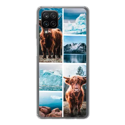 Produktbild von MuchoWow® Handyhülle Schutzhülle Hülle für Samsung Galaxy A12 Schottischer Highlander - Eiscreme - Collage Silikon Softcase Handy Hülle - Bild